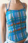 Blue-Halter-Plaid-Print-Tops-5