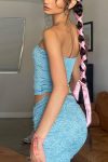 Blue-Lace-Patchwork-Strapless-Crop-Top-Mini-Skirt-Suits-5