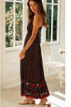 Bohemian-V-Neck-Floral-Maxi-Dress-Red