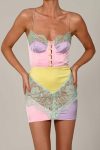 Color-Patchwork-Button-Front-Lace-Cami-Dress-1