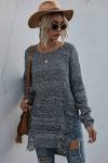 Crew-Neck-Split-Hollow-Out-Tassel-Sweater-1