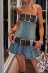 Detachable-Belt-Strapless-Ruched-Denim-Dress-2