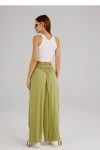 Drawstring-Shirred-Waist-Wide-Leg-Trousers-Green-front