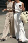 Elastic-Waist-Tank-Top-Slit-Wide-Leg-Long-Pants-Suits-3