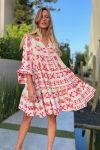 Flares-Sleeve-Geometric-Print-Babydoll-Dress-1