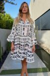 Flares-Sleeve-Geometric-Print-Babydoll-Dress-1