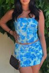 Floral-Print-Crisscross-Backless-Strapless-Crop-Top-Skirt-Suits-1