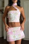 Floral-Print-Strapless-Crop-Top-Pack-Hip-Skirt-Suits-3