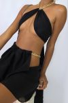 Halter-Chain-Straps-Cutout-Crop-Top-Mini-Skirt-Suits-3