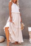 Halter-Sleeve-Pleated-Tiered-Maxi-Dress-1