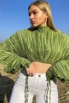 High-Collar-Long-Sleeve-Pleated-Crop-Top-4