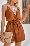 Lacework-V-Neck-Tie-waist-Rompers-7