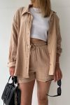 Long-Sleeve-Solid-Color-Shirt-Shorts-Set-1