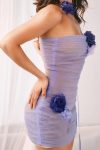 Mesh-Contrast-Flowers-Hang-Neck-Ribbon-Strapless-Dress-1