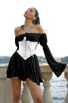 Off-Shoulder-Lace-up-Corset-Ruched-Dress-6