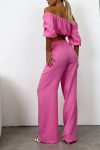 Off-Shoulder-Puff-Sleeve-Crop-Top-Long-Pants-Suits-4