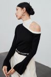 One-Shoulder-Flare-Sleeve-Patchwork-Tops-8