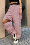 Pink-Drawstring-Zipper-Cargo-Long-Pants-4