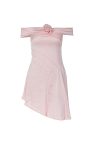 Pink-Satin-Off-Shoulder-Floral-Decoration-Dress-3