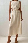 Pleated-Single-breasted-Bare-Waist-Tank-Dress-13