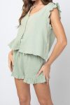 Ruffle-Single-breasted-Tank-Top-Drawstring-Shorts-Set-5