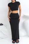 Short-Sleeve-Bodycon-Shirt-Two-piece-Skirt-Set-1