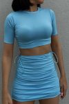 Short-Sleeve-Crop-Top-Drawstring-Ruched-Skirt-Suits-4