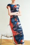 SleevelessSideSlitFullPleatedPrintDress1