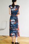 SleevelessSideSlitFullPleatedPrintDress1