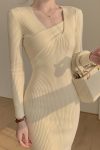 Solid-Color-Back-Split-Knitted-Midi-Dress-1