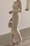 Solid-Color-Back-Split-Knitted-Midi-Dress-1