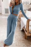 Solid-Color-Ribbed-Crop-Top-Long-Pants-Set-4