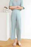 Solid-Color-Ruched-Wide-Leg-Long-Pants-p1