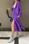 Solid-Color-Single-breasted-Slit-Shirt-Dress-2