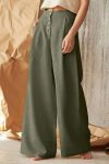 Solid-Color-Single-breasted-Wide-Leg-Long-Pants-1