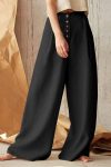 Solid-Color-Single-breasted-Wide-Leg-Long-Pants-1