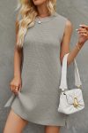 Solid-Color-Tie-up-Side-Slit-Knit-Tank-Dress-1