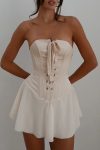 Strapless-Tie-up-Corset-Ruched-Dress-1