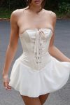 Strapless-Tie-up-Corset-Ruched-Dress-1