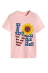 Sunflowers-Pentagram-Letter-Print-T-shirt-5