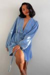 V-Neck-Button-Front-Lace-Up-Denim-Dress-2