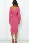 V-Neck-Tie-Front-Knitted-Midi-Dress-4