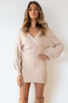 V-Neck-Twist-Knitted-Mini-Dress-1