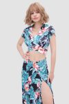 V-neckPrintedWaist-revealingTwo-pieceDress1