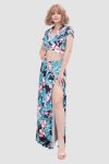 V-neckPrintedWaist-revealingTwo-pieceDress1