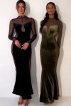 Velvet-Mesh-Patchwork-Fishtail-Maxi-Dress-1