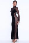 Velvet-Mesh-Patchwork-Fishtail-Maxi-Dress-1