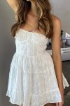 White-Lace-Tie-up-Strapless-Tiered-Dress-1