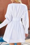 White-V-Neck-Waisted-A-Line-Dress-1