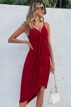 Wine-Red-Irregular-Ruched-Midi-Dress-4